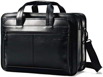 Samsonite Leather Expandable Briefcase, Black, One Size Samsonite