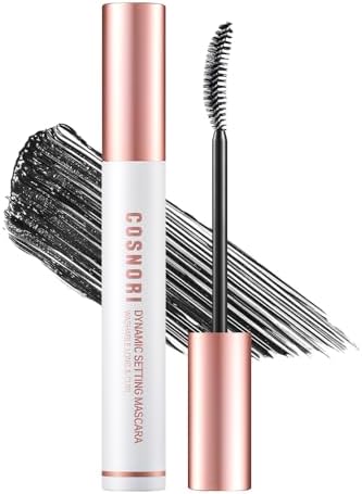 COSNORI Dynamic Setting Washable Mascara Long&Curl 01 Black – Long-Lasting Lengthening Mascara, Long lash, Lighrweight, Matte Finish, Nutrient nourishment, Silk Amino Acids, Hyaluronic Acid, Panthenol, 0.23fl oz (7ml) Cosnori