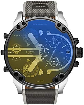 Diesel Mr. Daddy 2.0 Stainless Steel and Nylon Chronograph Men's Watch, Color: Gunmetal, Gray Logo (Model: DZ7429) Diesel