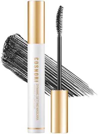 COSNORI Dynamic Setting Washable Mascara Volume&Curl 01 Black – Long-Lasting Volumizing Mascara, Voluminous Lash, Lighrweight, Matte Finish, Nutrient nourishment, Silk Amino Acids, Hyaluronic Acid, Panthenol, 0.23fl oz (7ml) Cosnori