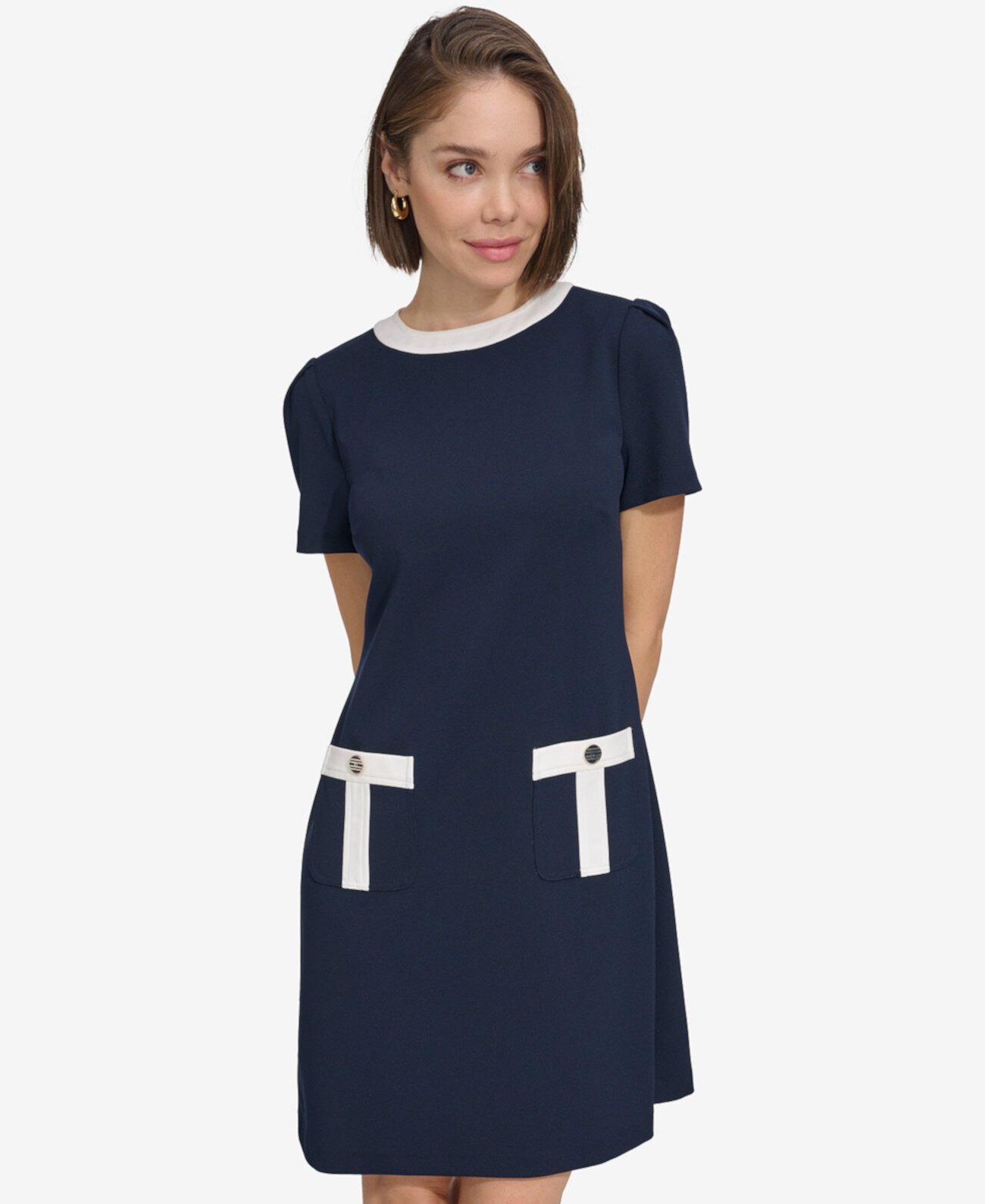 Petite Faux-Pocket Scuba-Crepe Shift Dress Tommy Hilfiger