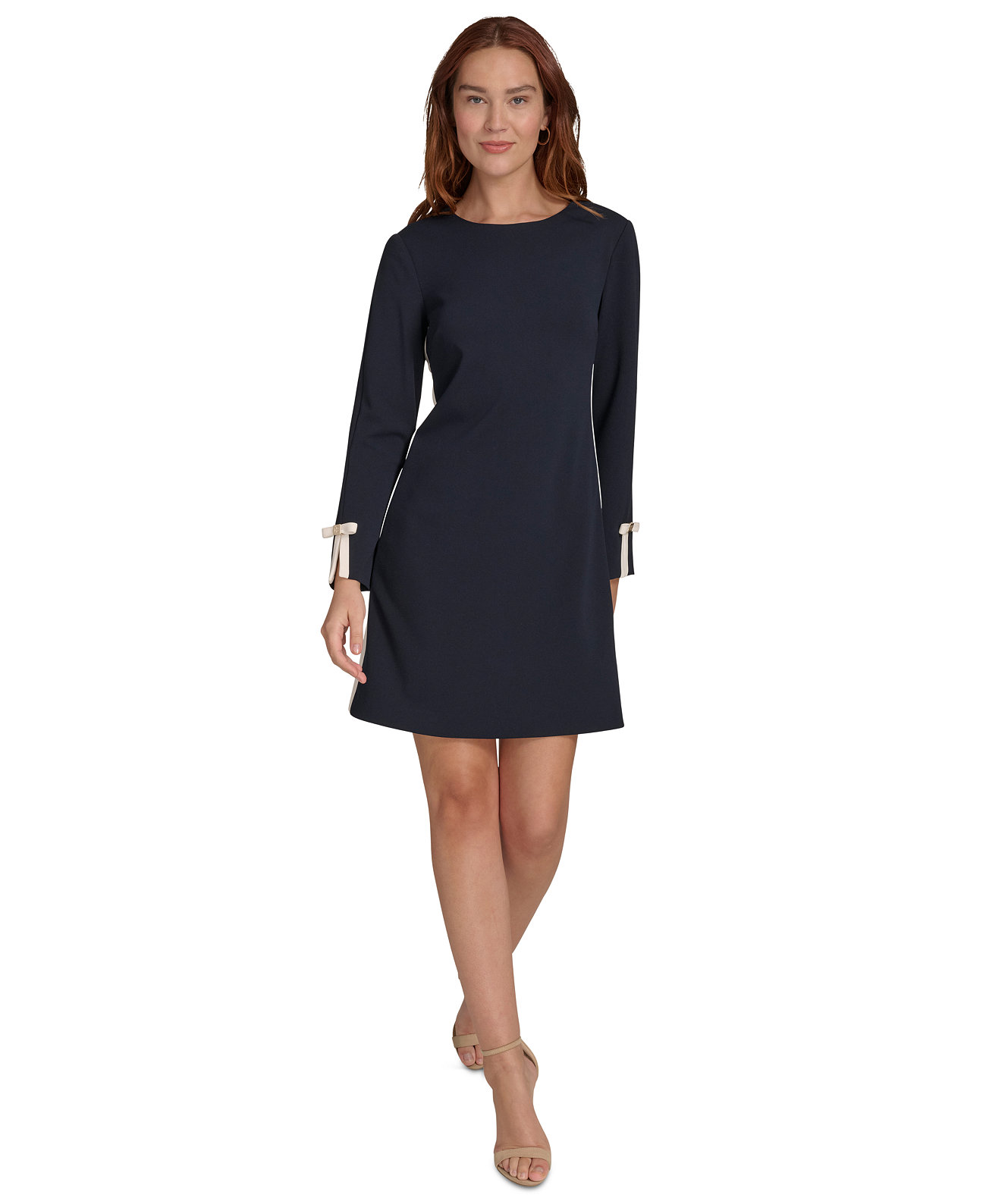 Petite Long-Sleeve Bow-Cuff Shift Dress Tommy Hilfiger