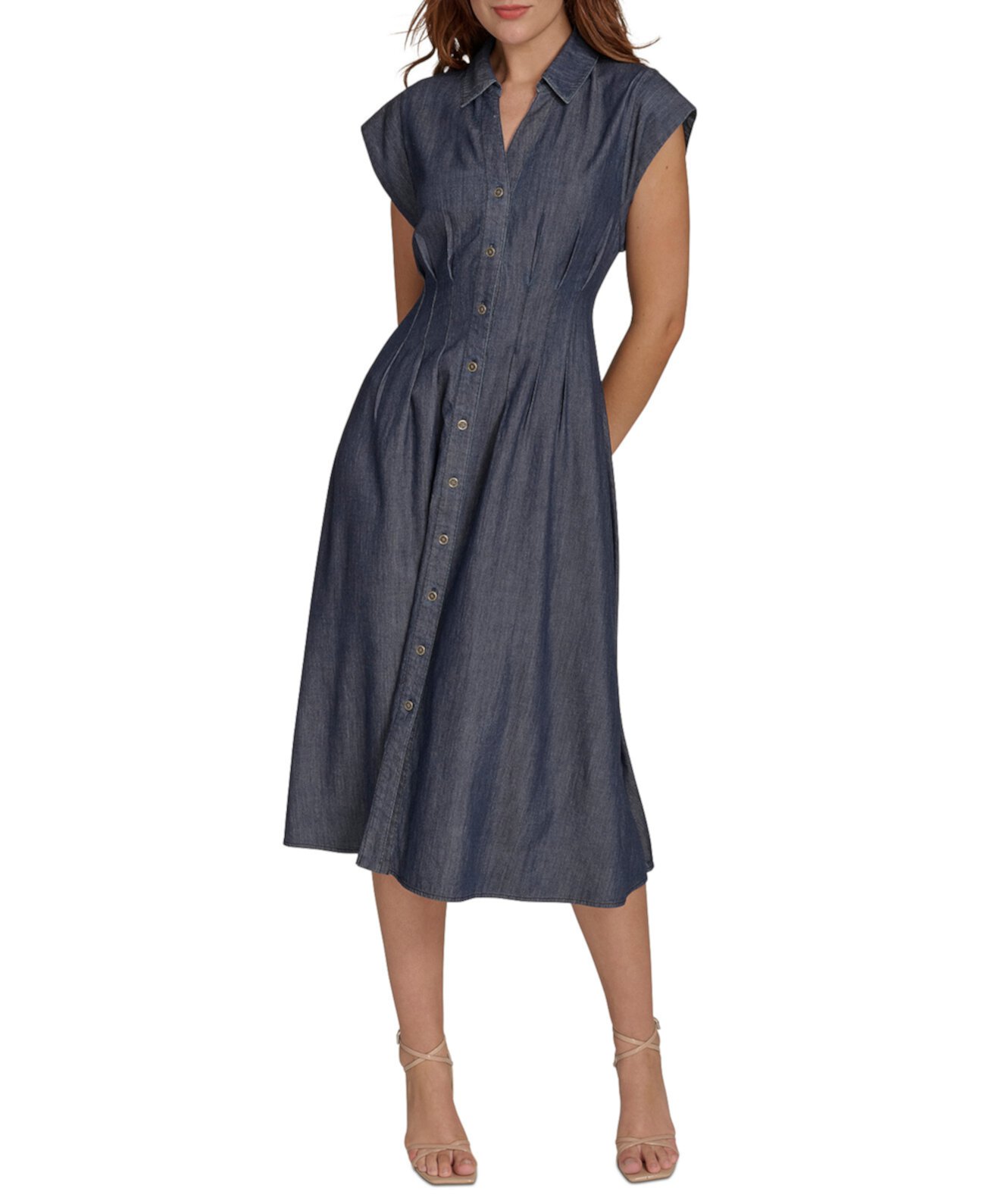 Women's Denim Midi Cap-Sleeve Shirtdress Tommy Hilfiger