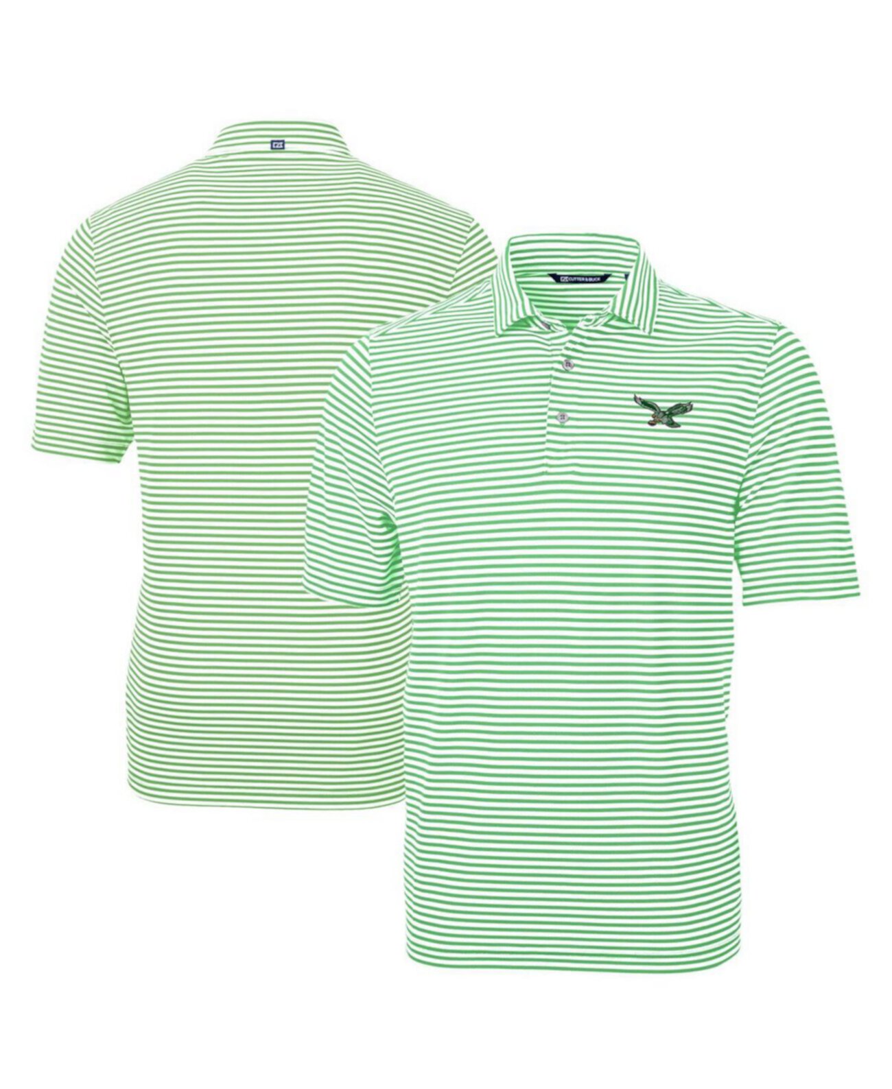 Men's Kelly Green Philadelphia Eagles Virtue Eco Pique Stripe Polo Cutter & Buck