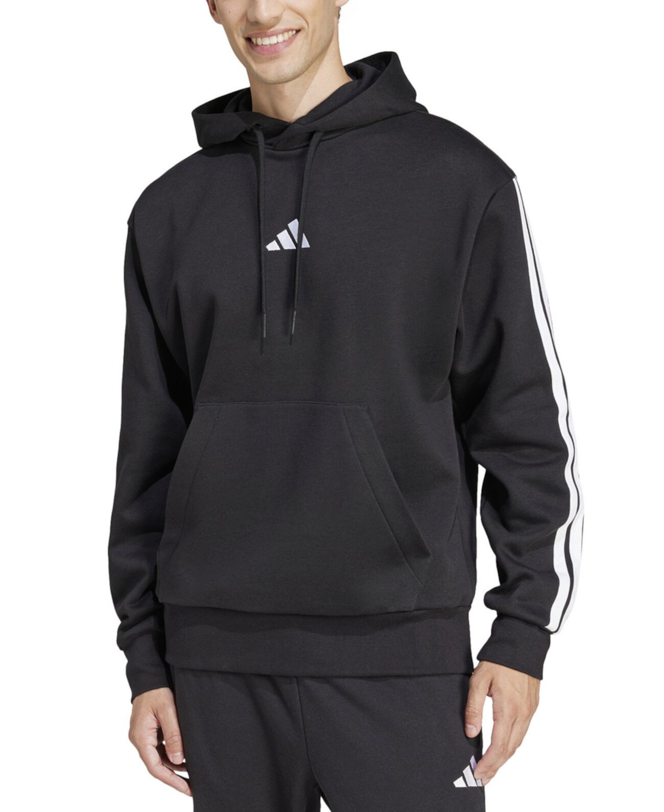 Men's Essential Three Stripes Fleece Hoodie Adidas