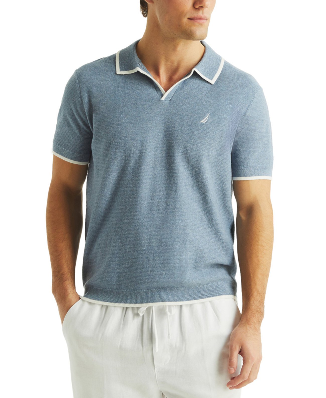 Men's Textured Sweater Polo Shirt Nautica