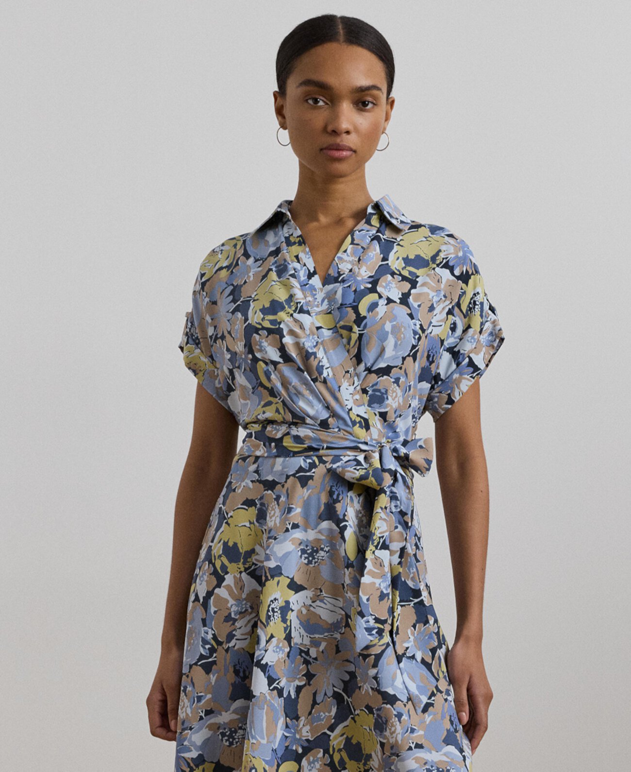 Women's Floral Belted Crepe Dress LAUREN Ralph Lauren