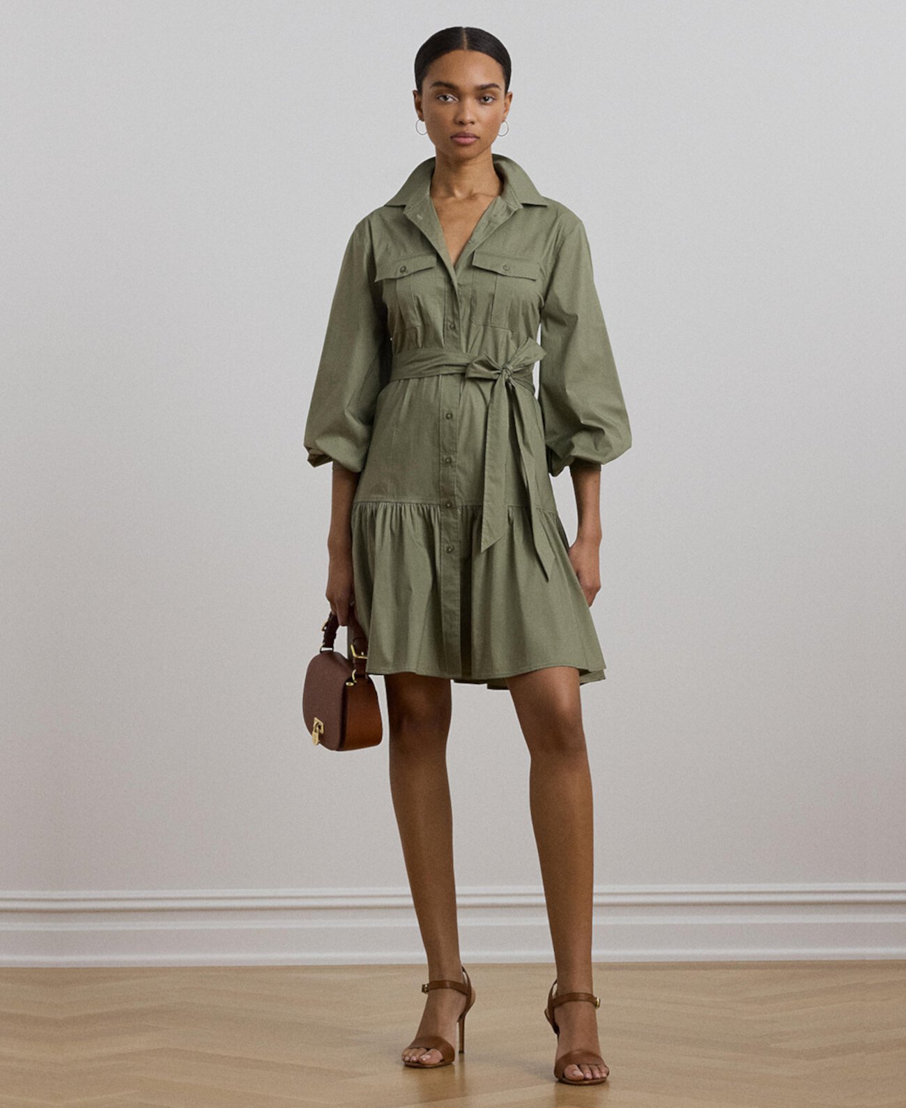 Women's Belted Cotton-Blend Shirtdress LAUREN Ralph Lauren