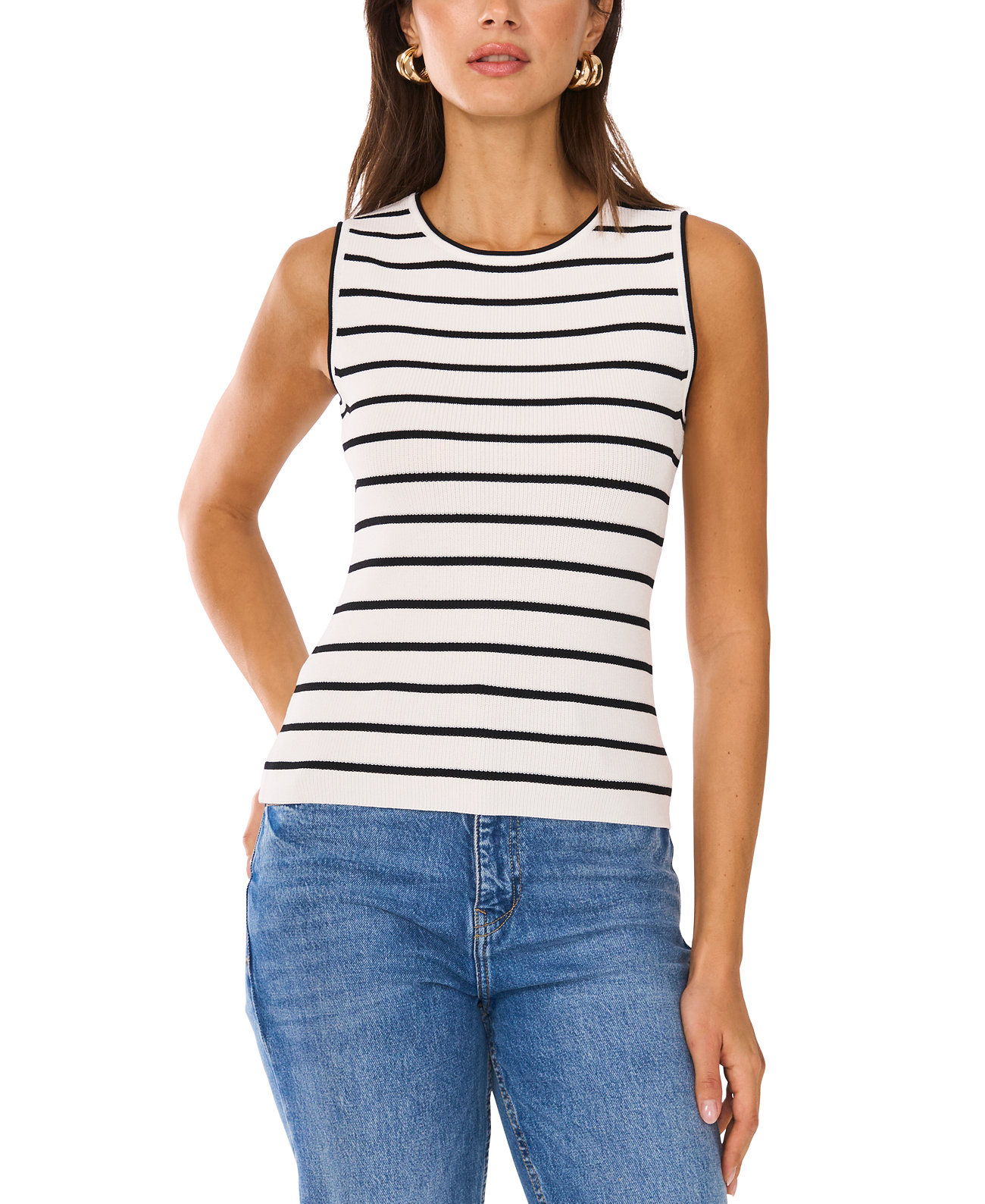 Women's Striped Sleeveless Sweater Vince Camuto