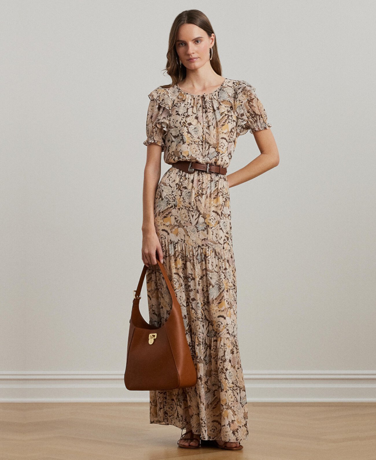 Women's Floral Georgette Puff-Sleeve Dress LAUREN Ralph Lauren