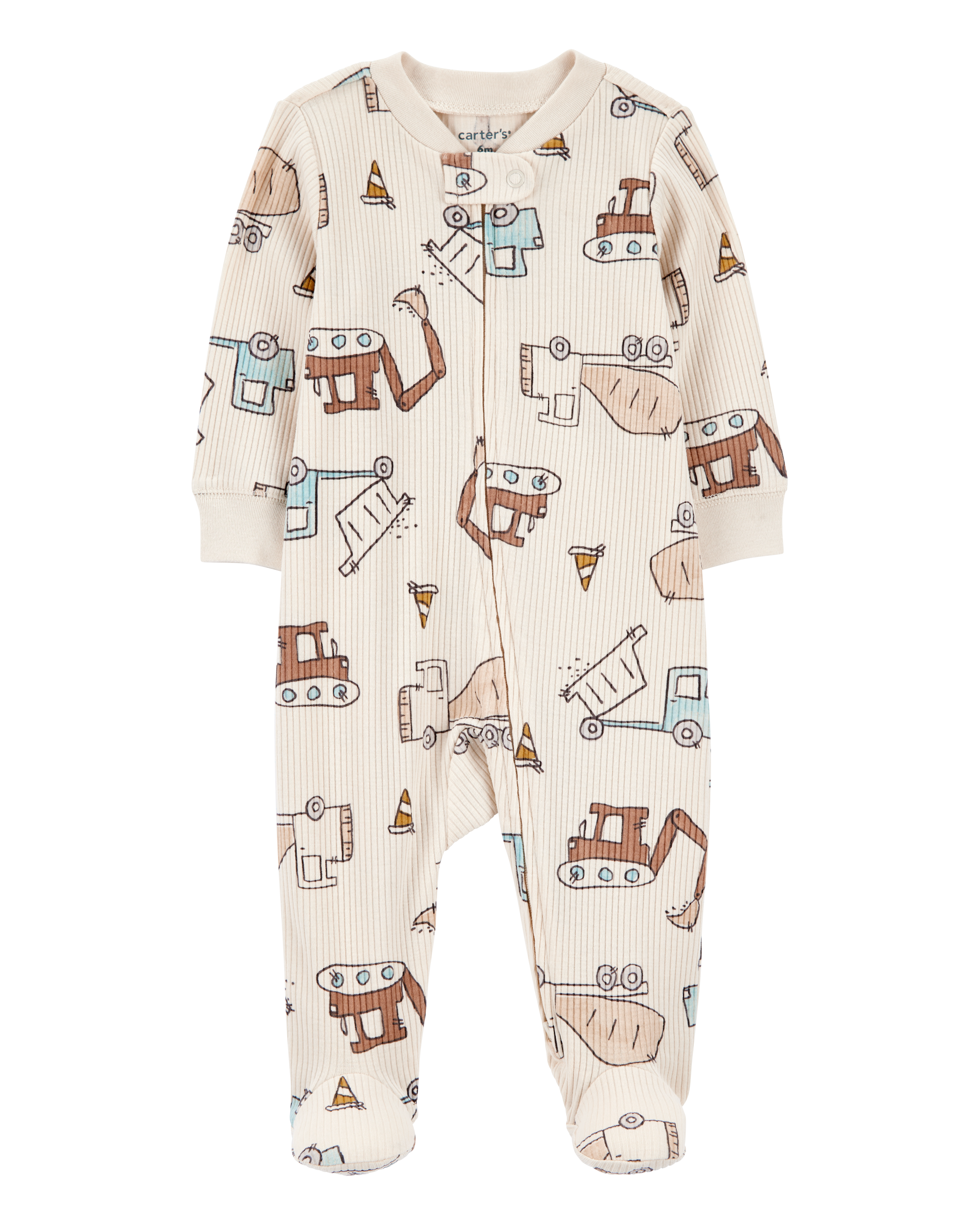 Baby Construction 2-Way Zip Ribbed Sleep & Play Pajamas Carter's