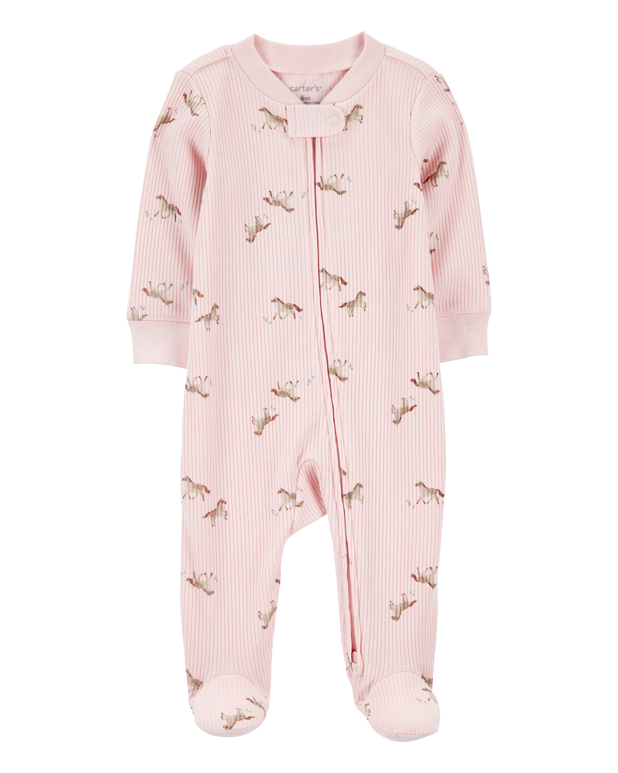 Baby Horse Print 2-Way Zip Ribbed Sleep & Play Pajamas Carter's