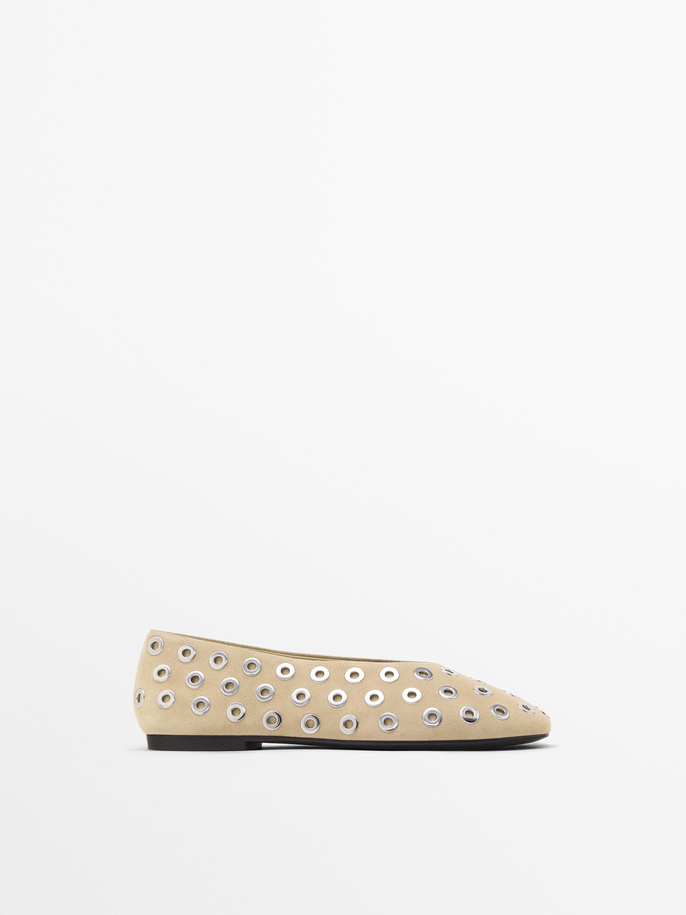 Ballet flats with metallic details Massimo Dutti