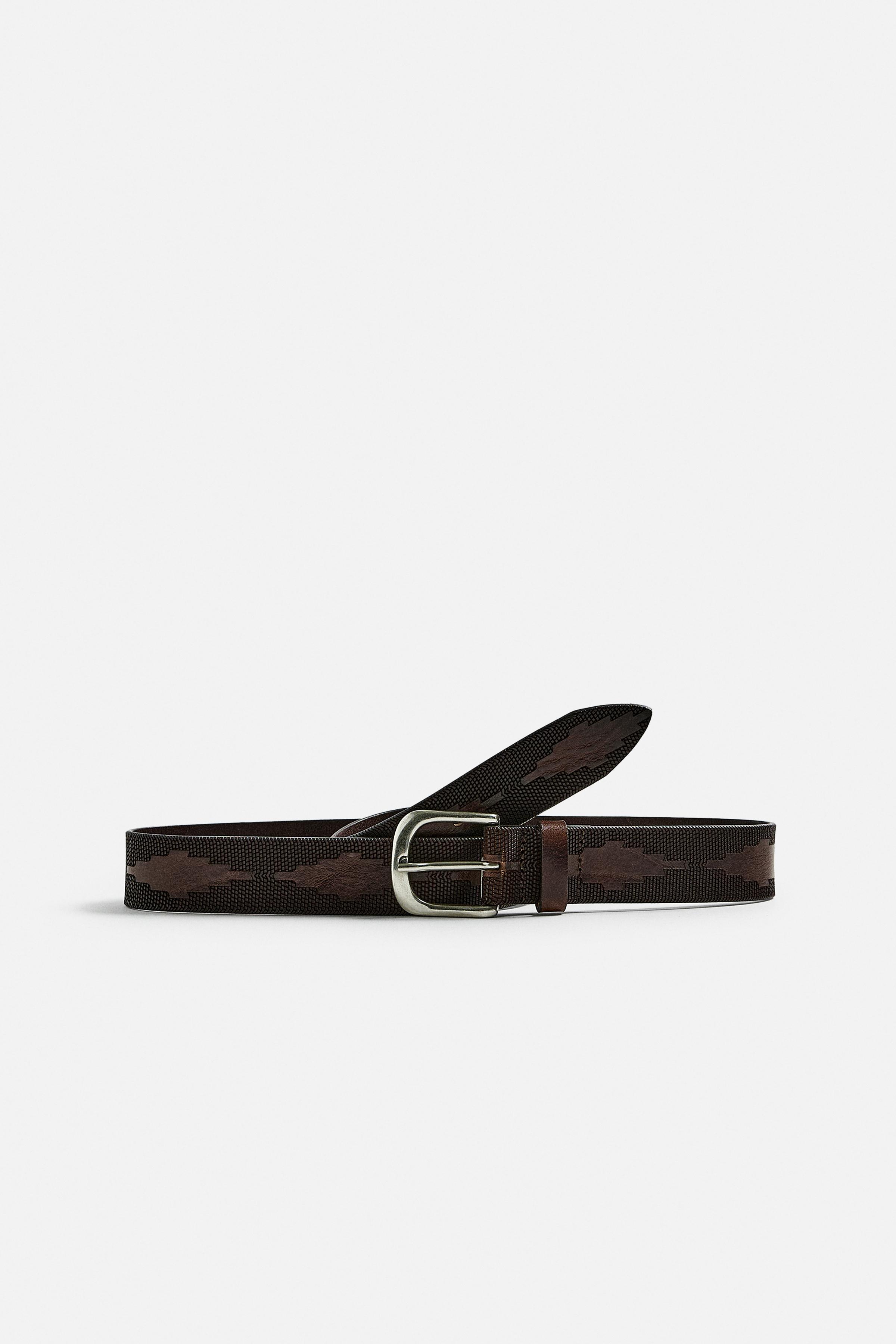 EMBOSSED LEATHER BELT Zara