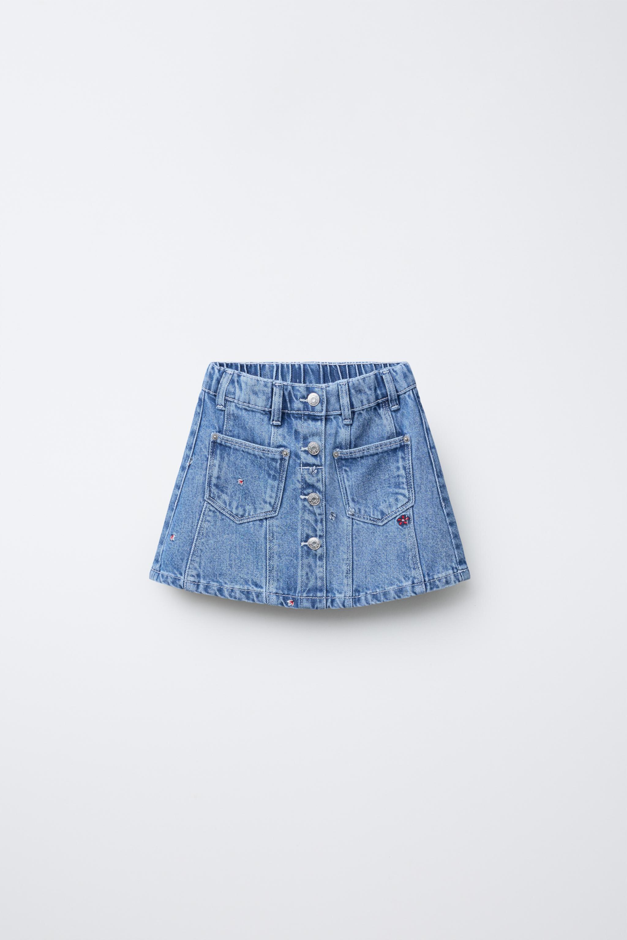 EMBROIDERED DENIM SKIRT Zara