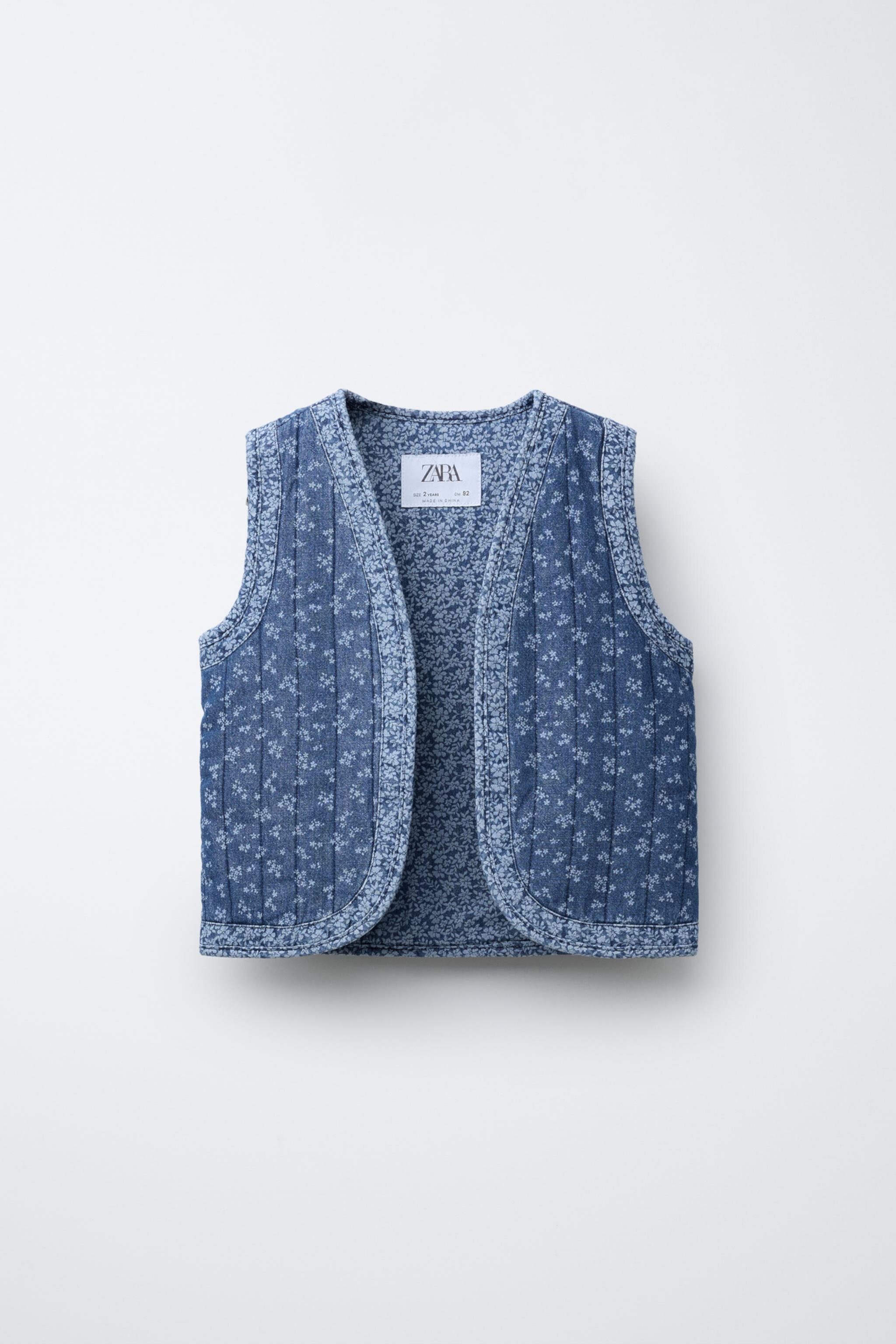 FLORAL PRINT DENIM VEST Zara