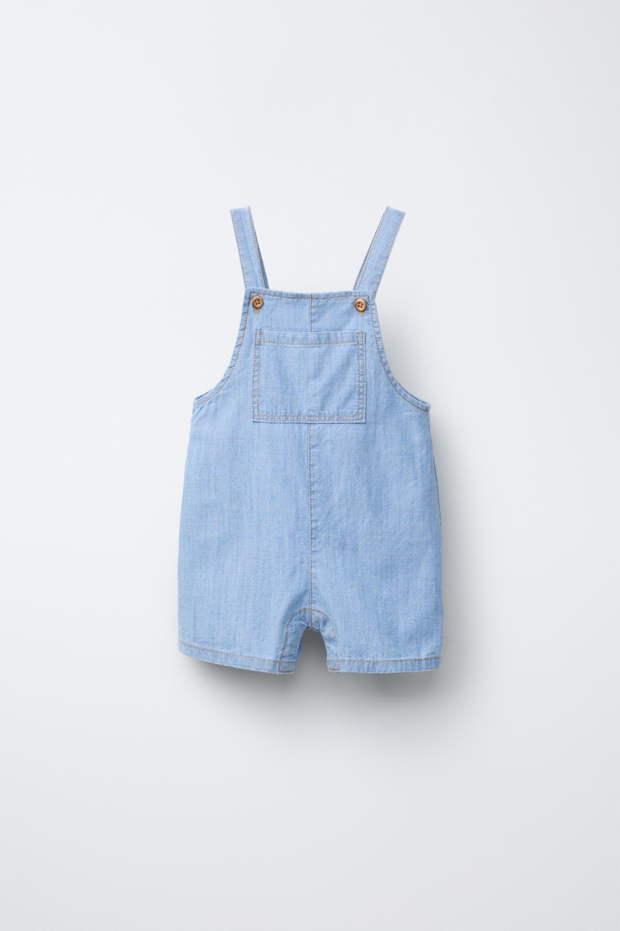 FLOWY DENIM OVERALL SHORTS Zara