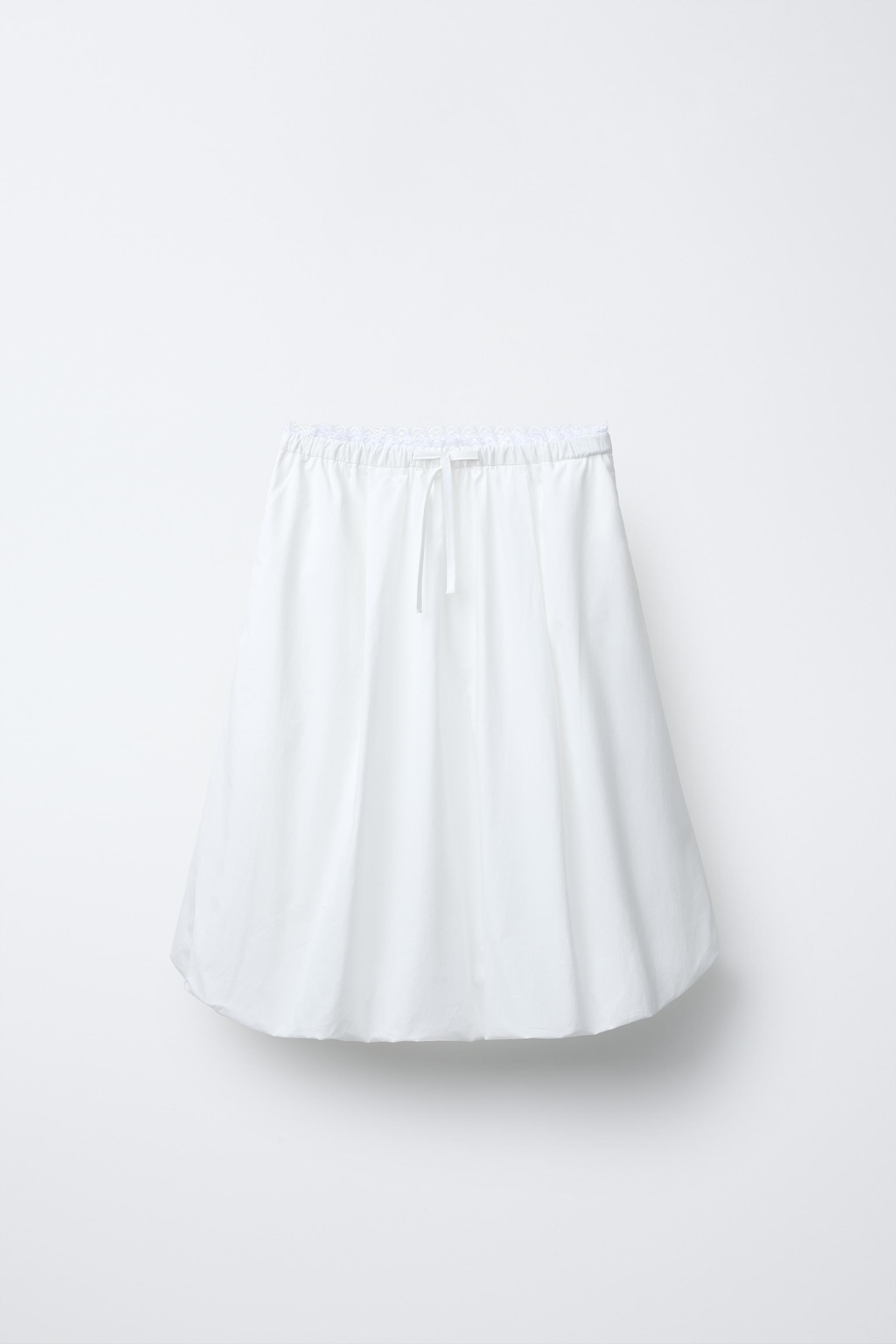 LACE TRIM BALLOON MIDI SKIRT Zara