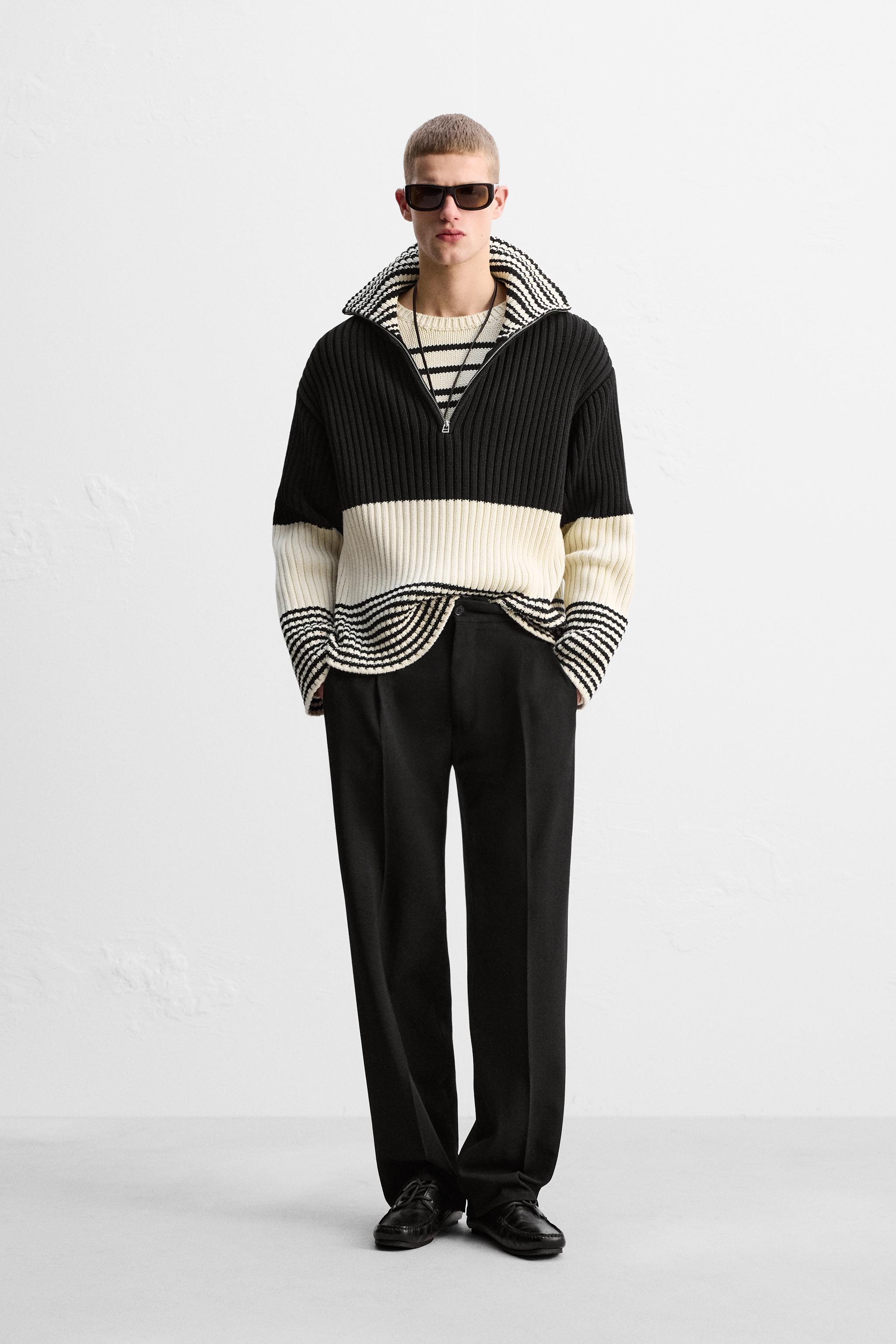 LIMITED EDITION STRIPED ZIP NECK SWEATER Zara