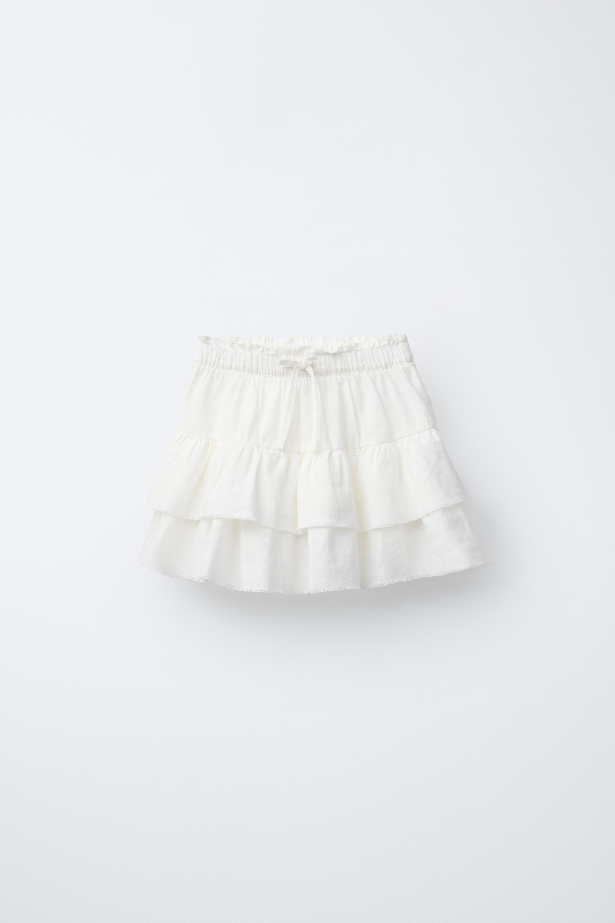 LINEN SKORT WITH RUFFLES Zara