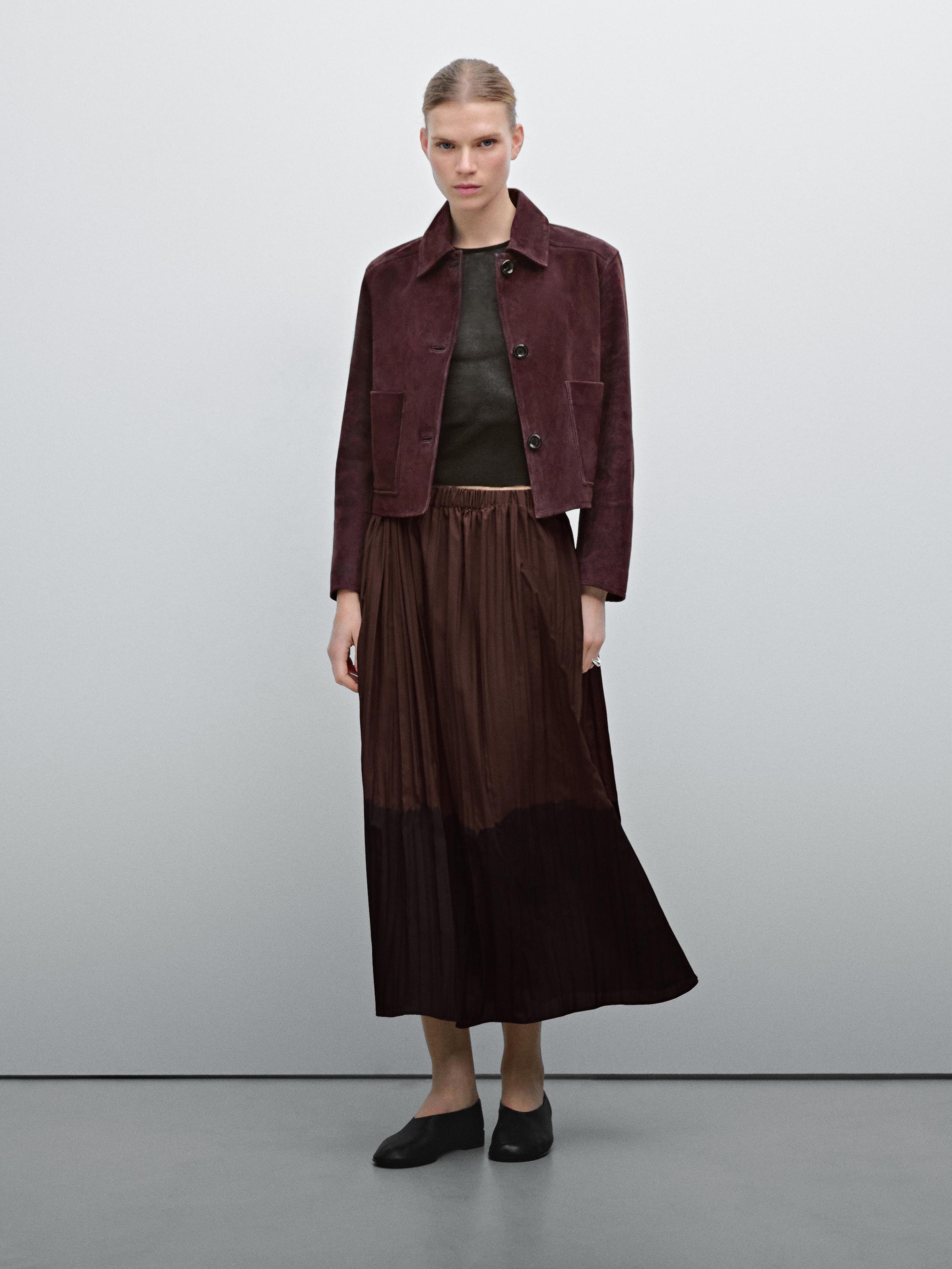 Long flowing pleated skirt Massimo Dutti