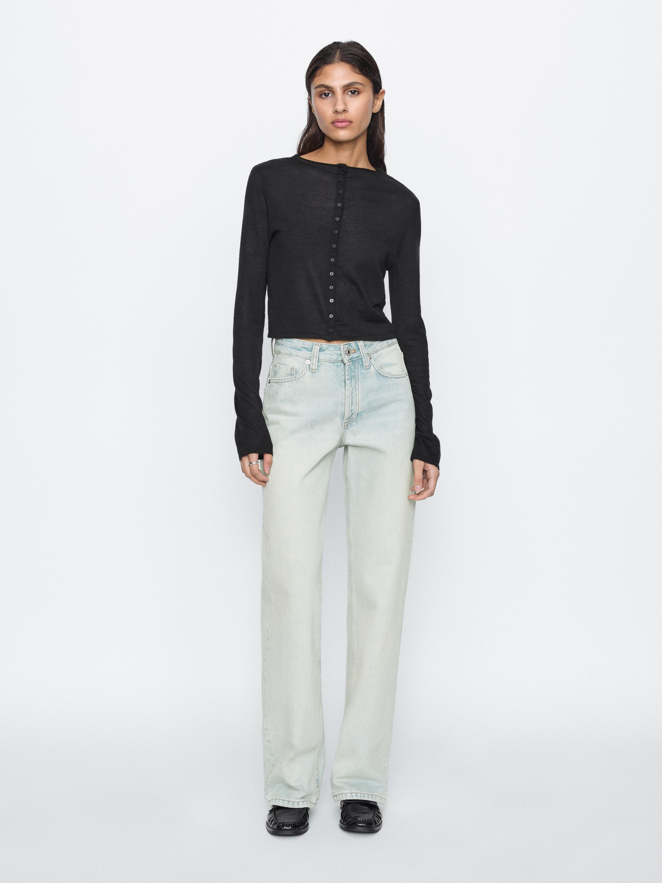 Mid-rise wide-leg cotton jeans Massimo Dutti