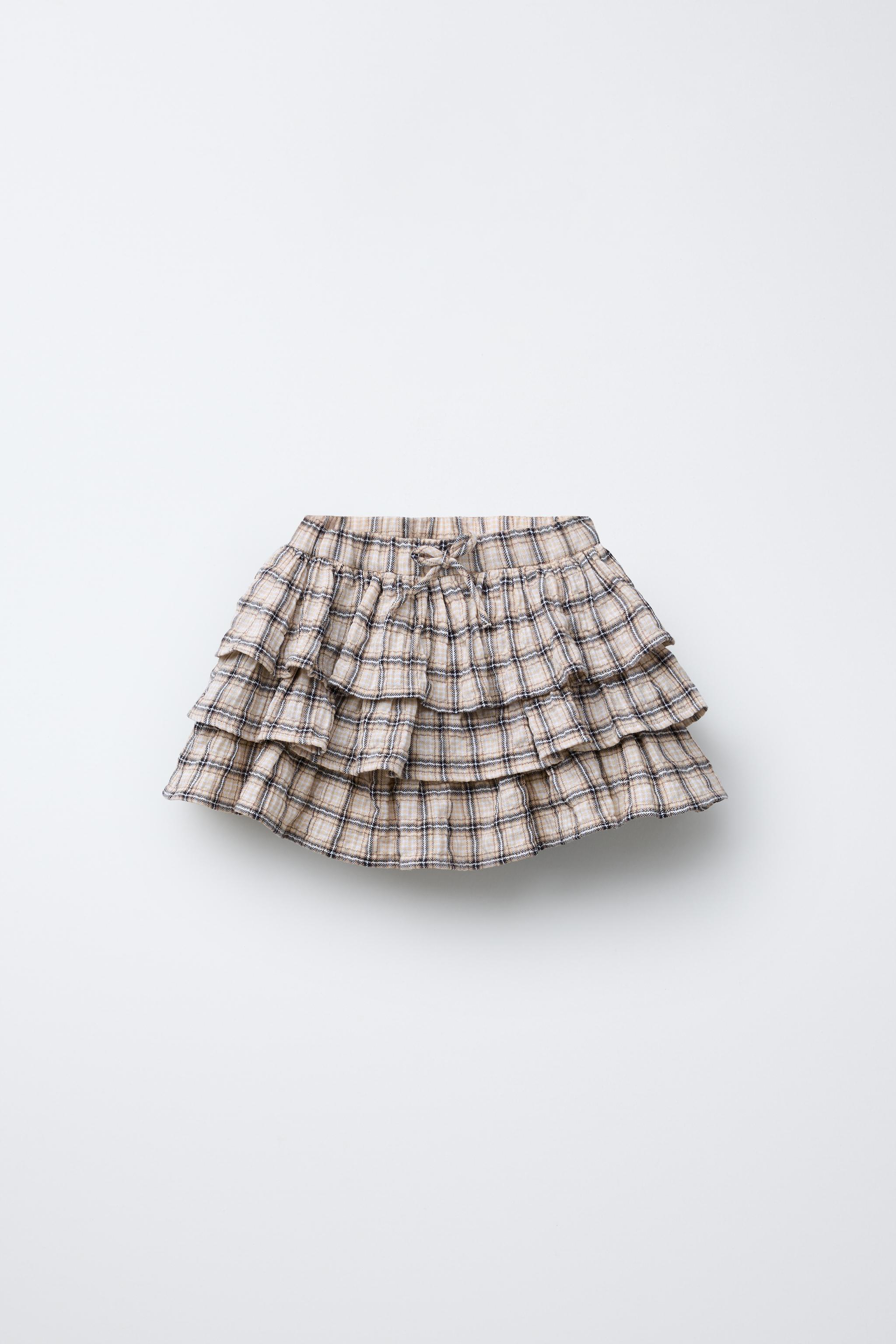 PLAID RUFFLE SKIRT Zara