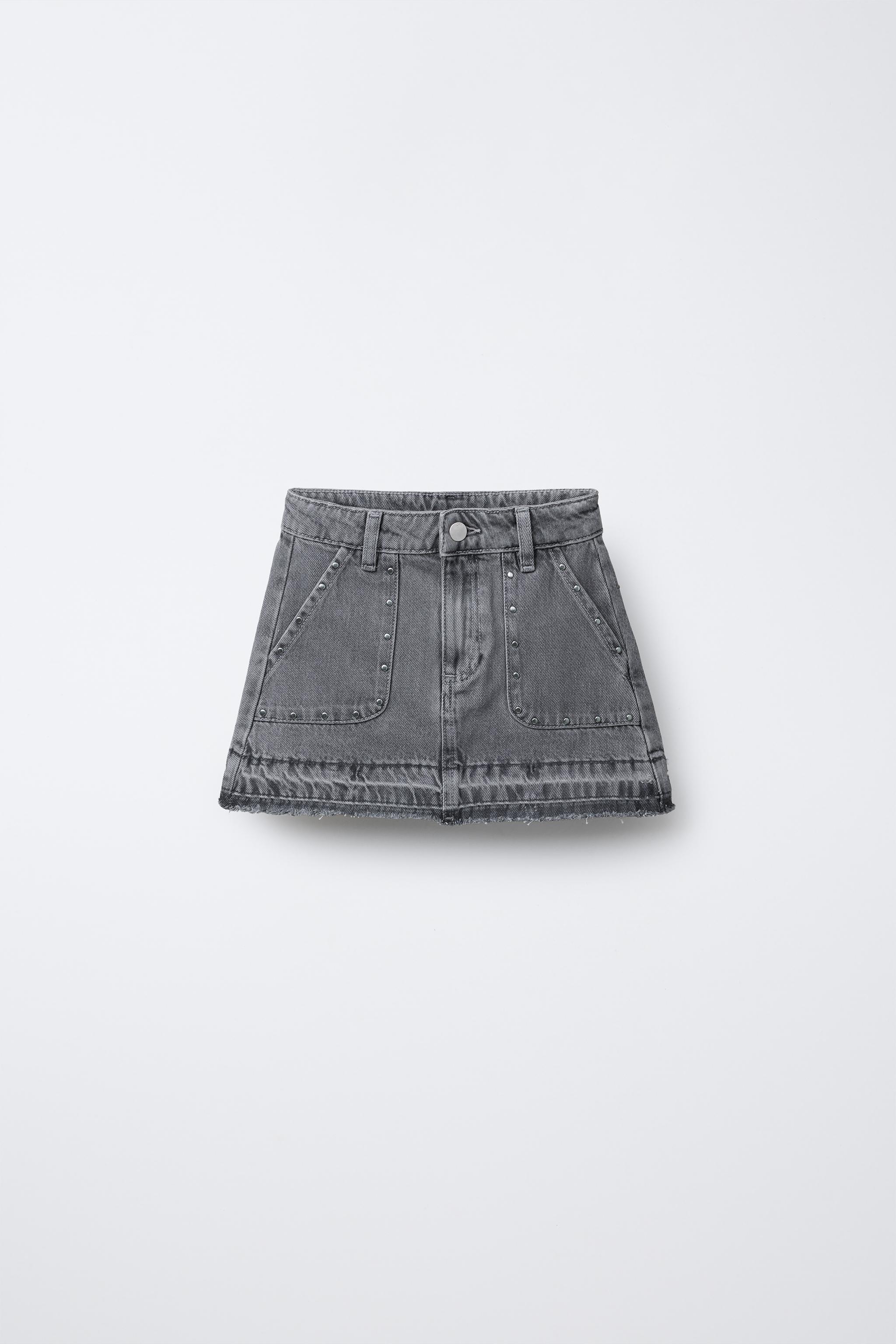 STUDDED DENIM SKIRT Zara