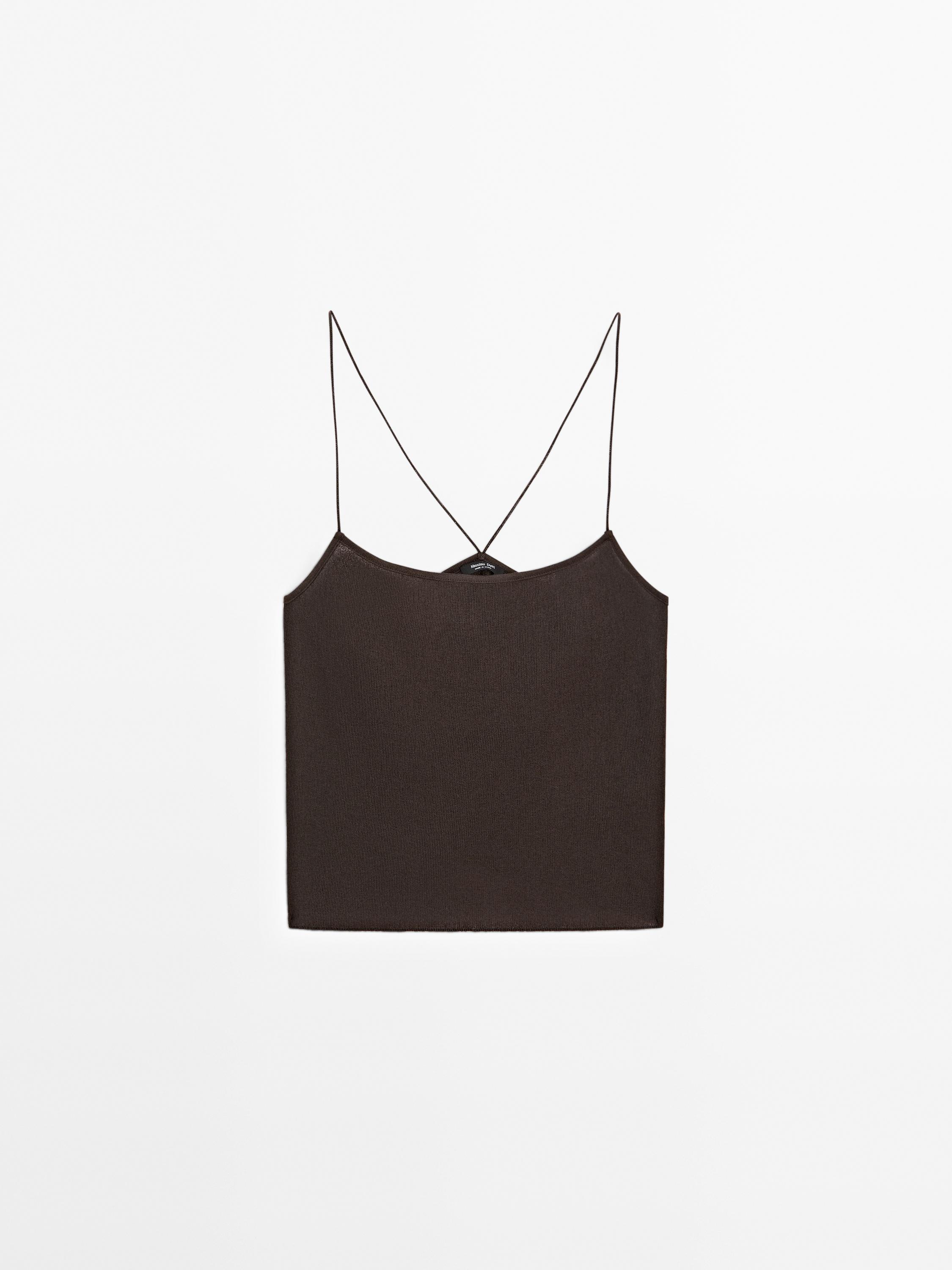 Thin strappy textured top Massimo Dutti