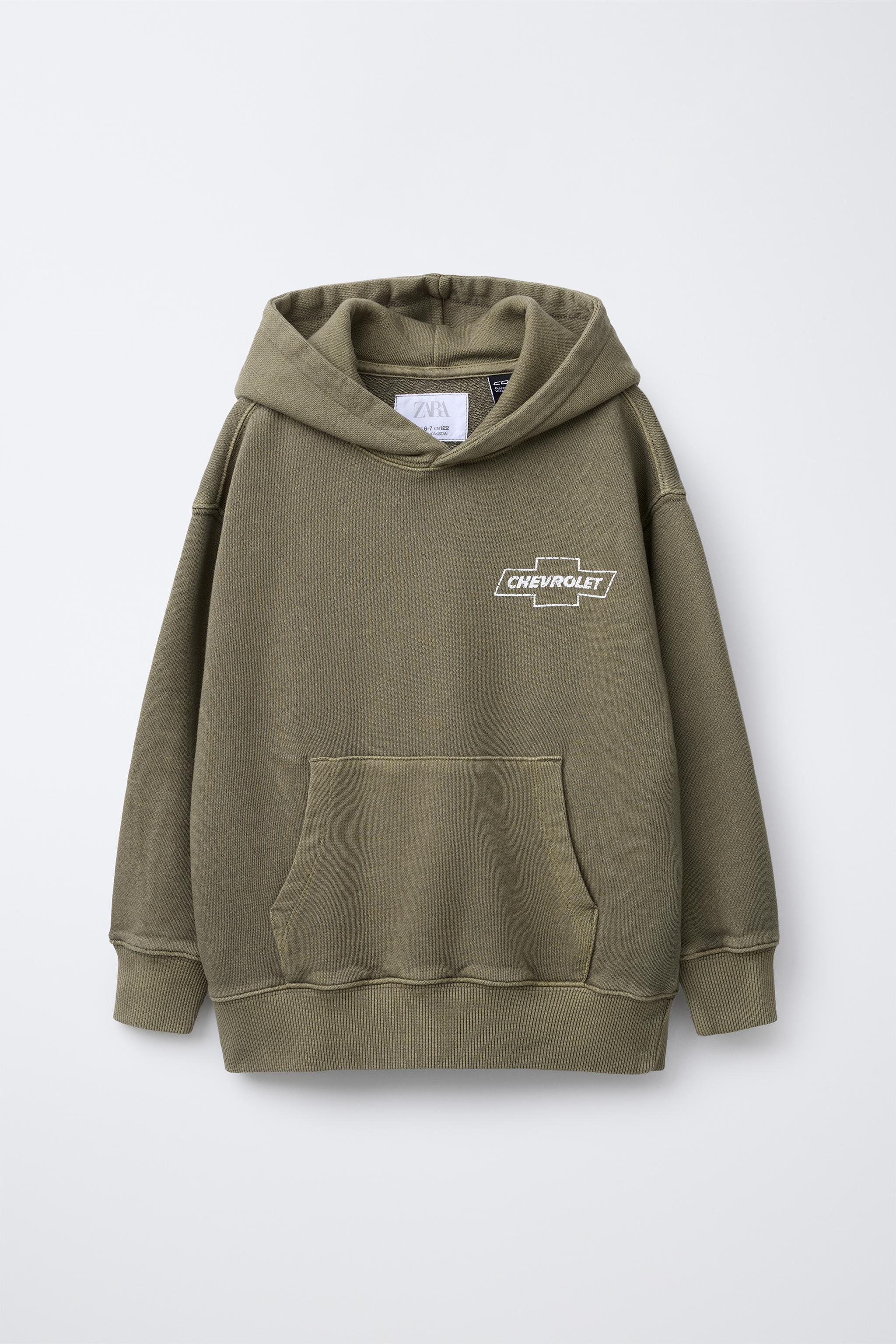 Washed Effect Text Hoodie Zara