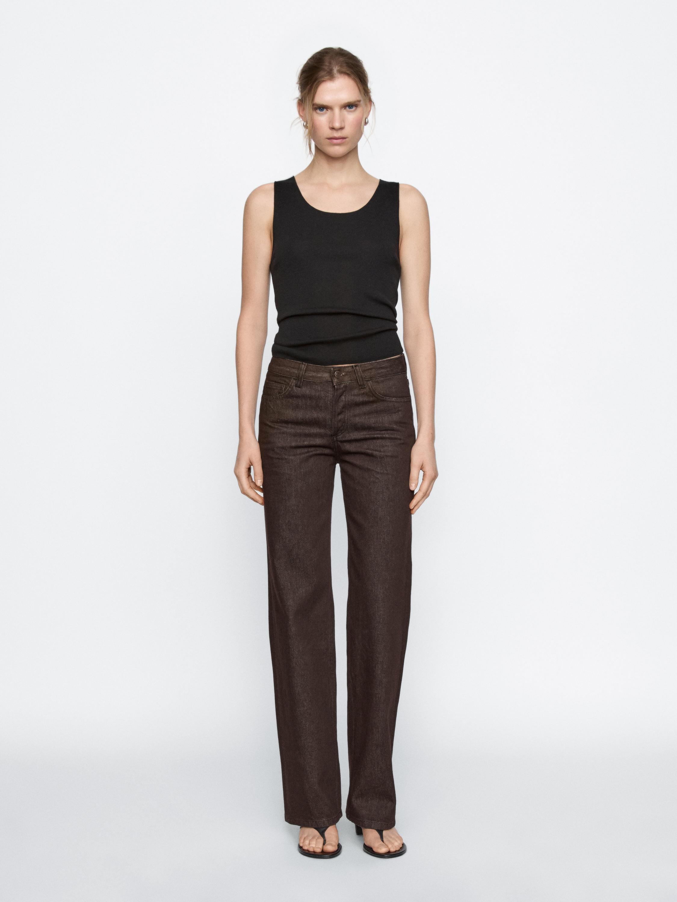 Wide-leg mid-rise jeans Massimo Dutti