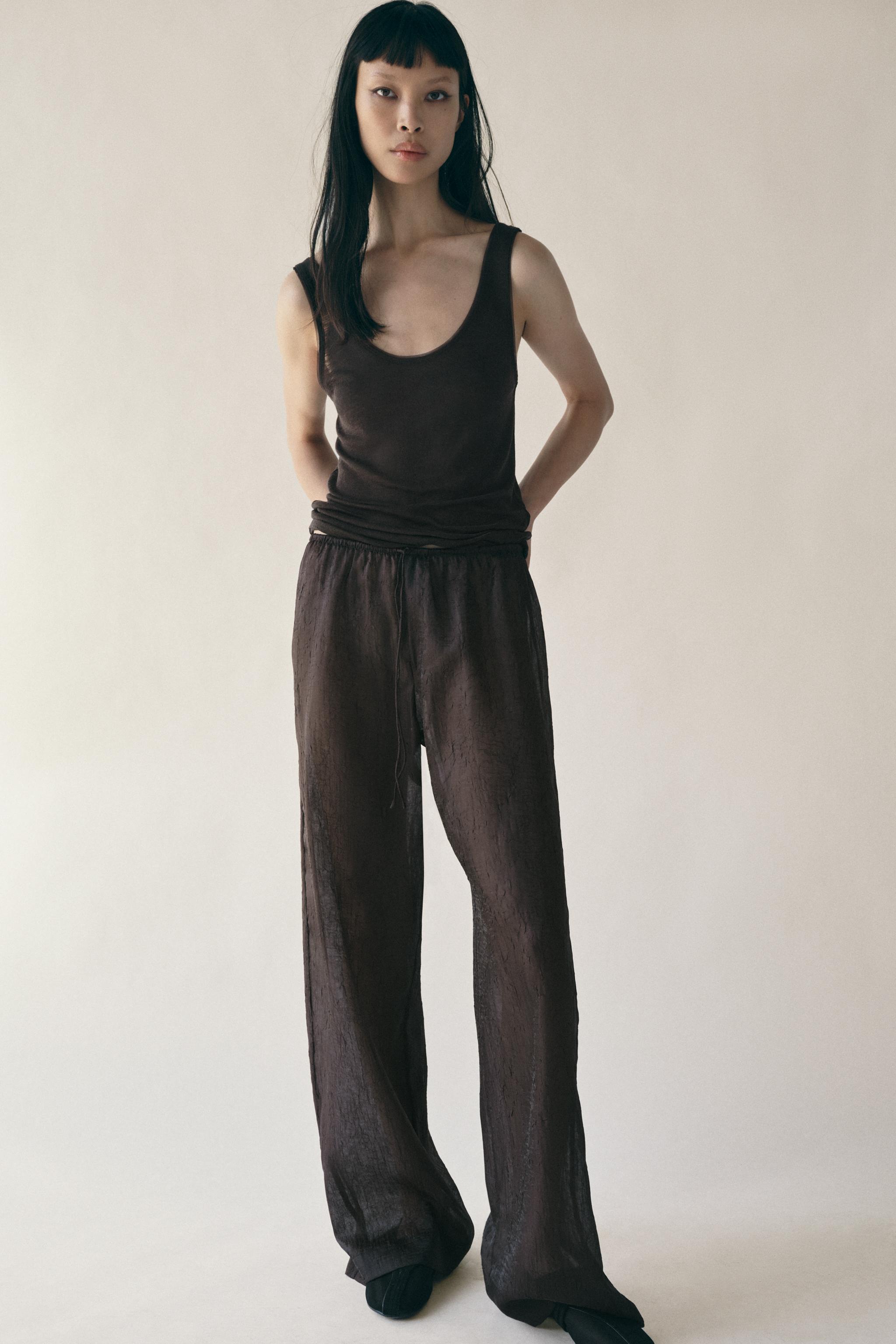 WRINKLED SEMI-SHEER PANTS Zara