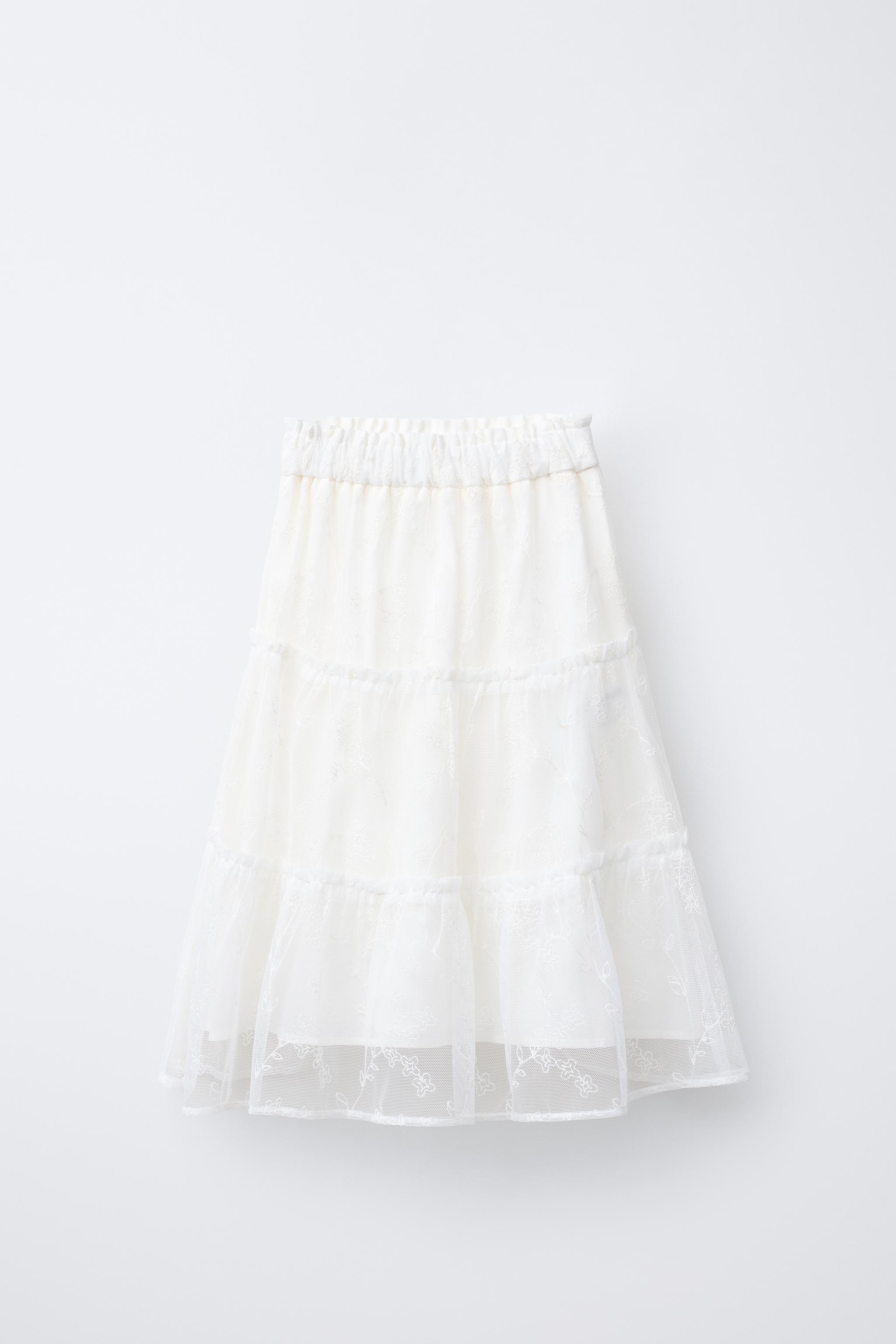 EMBROIDERED TULLE MIDI SKIRT Zara