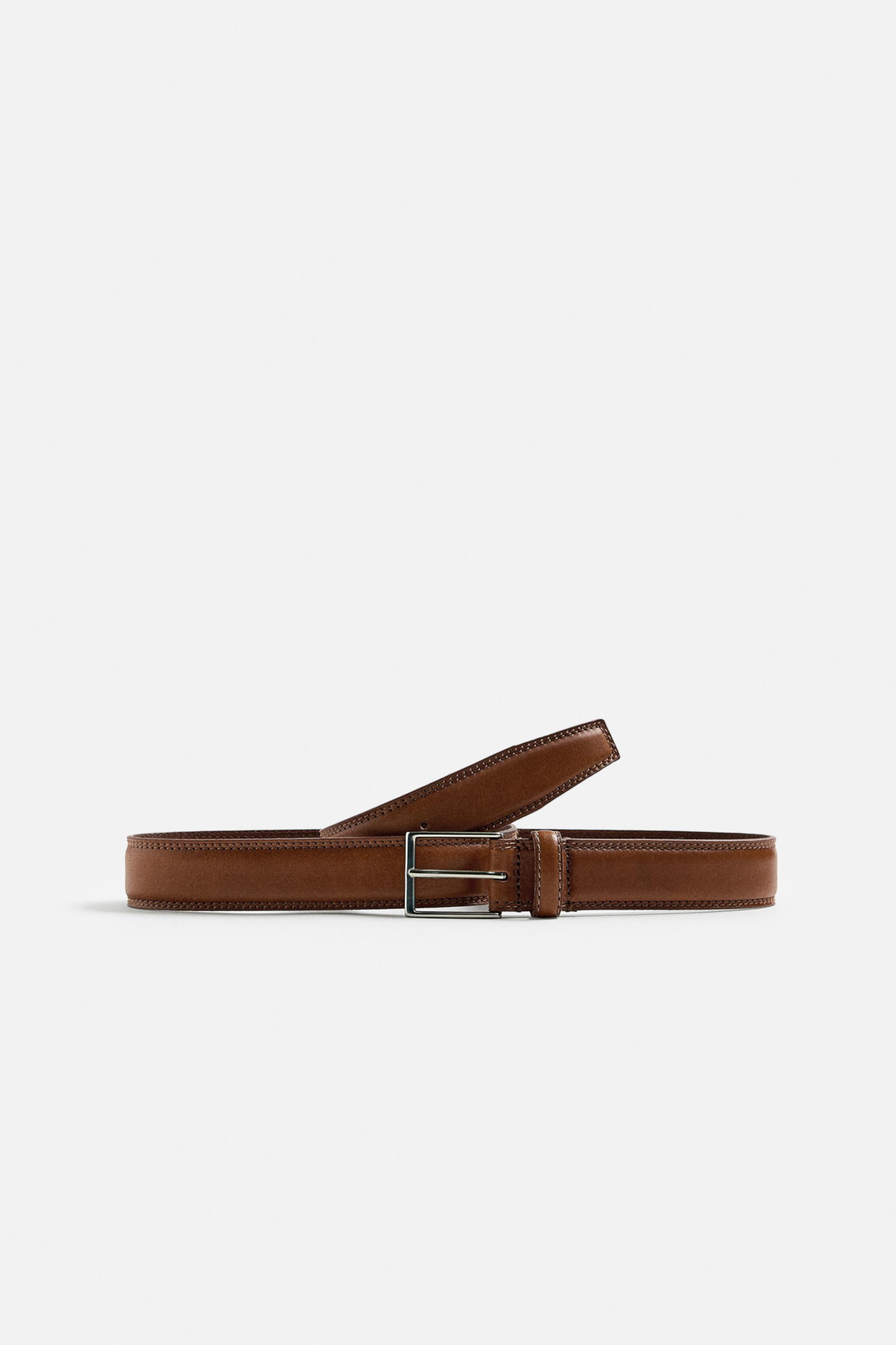 TOPSTITCHED LEATHER BELT Zara