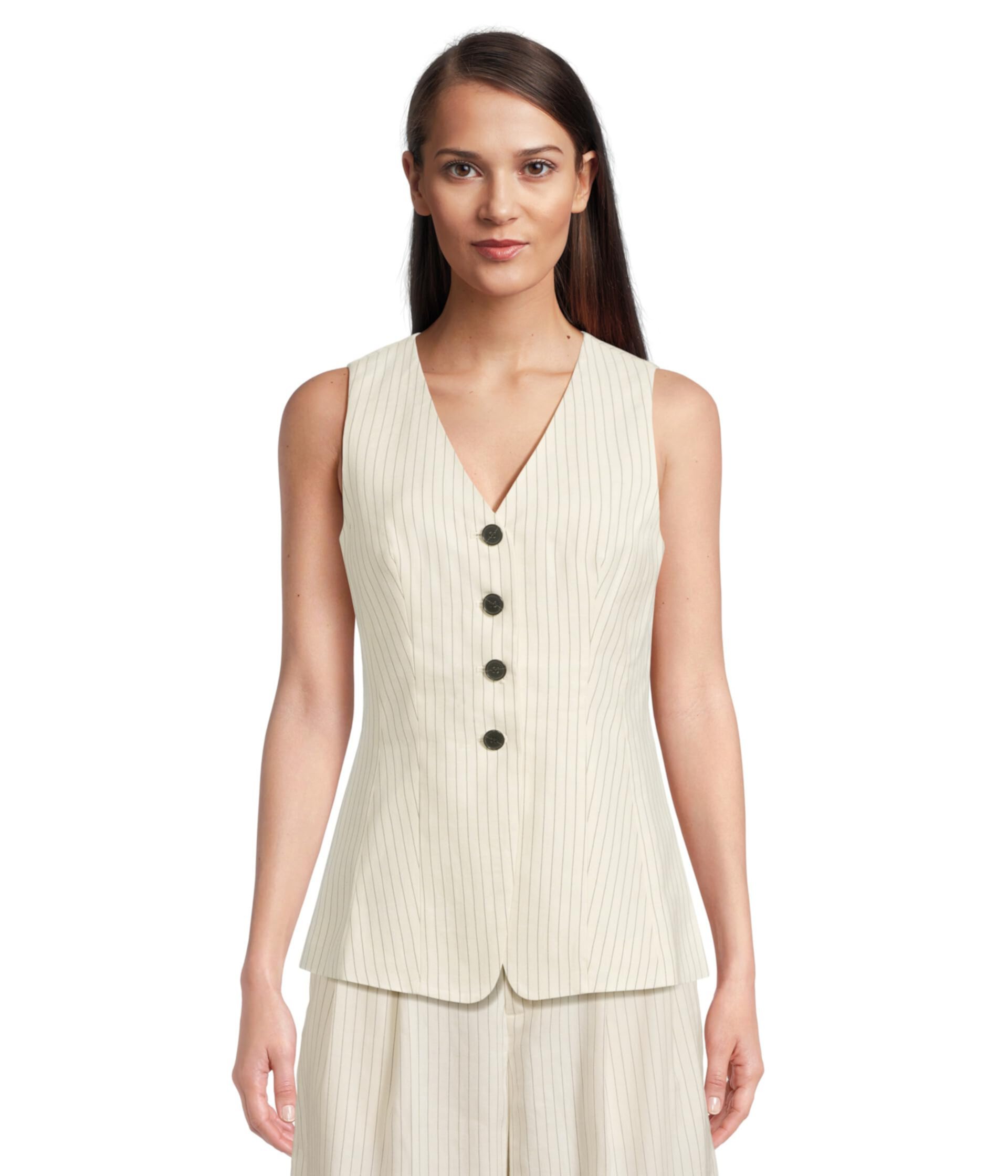 Cass Vest - Pinstripe Linen Madewell