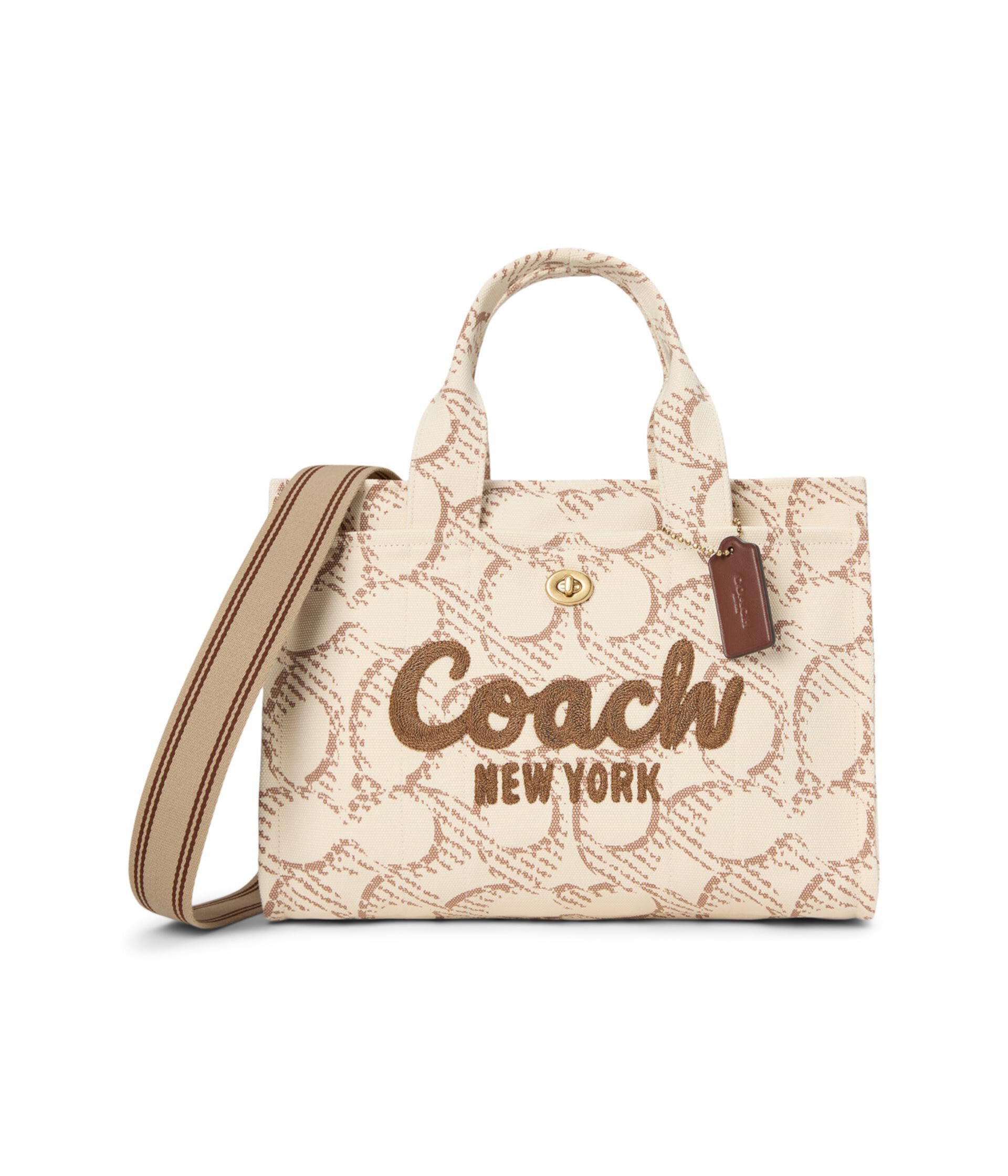 Cargo Tote Bag With Signature Canvas Coach