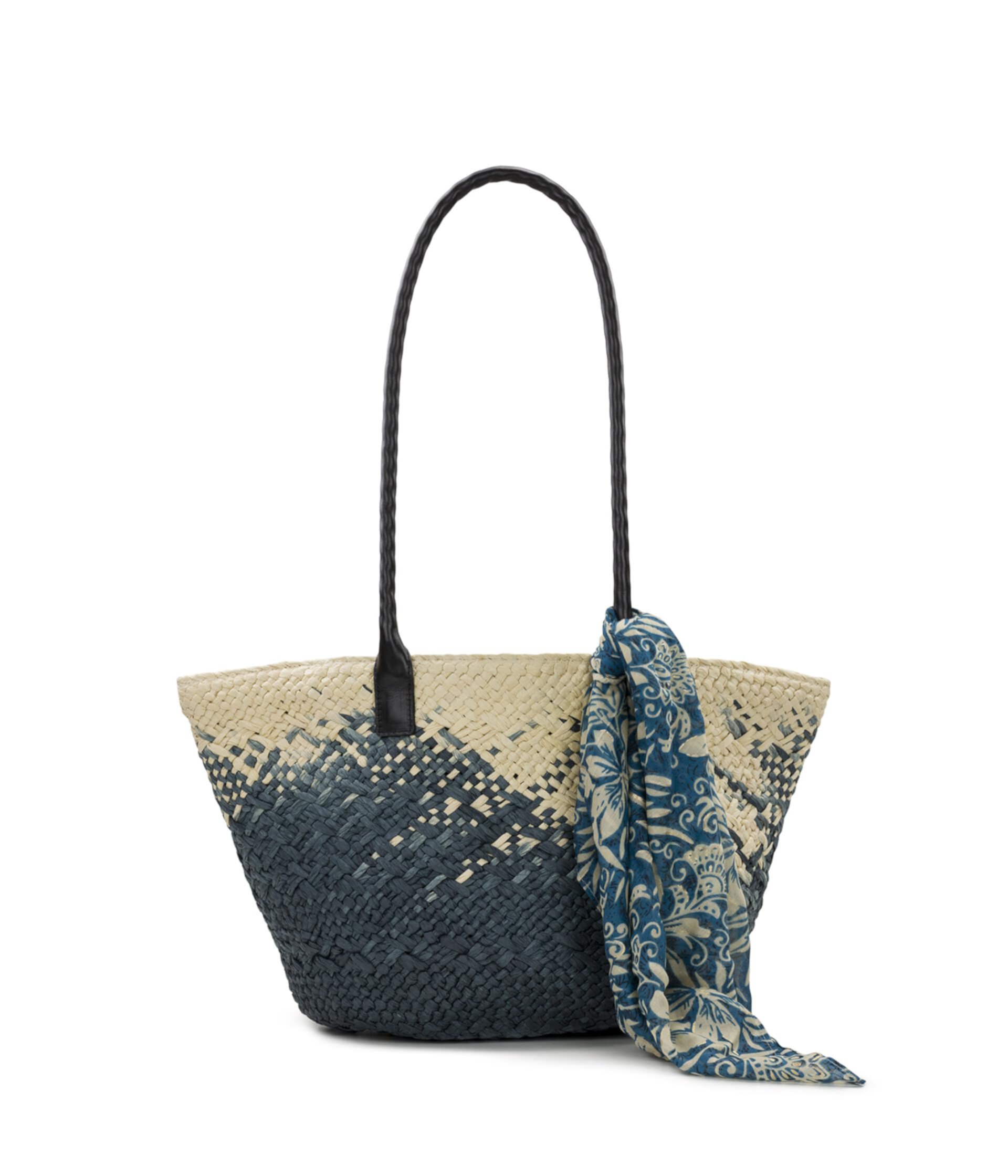 Calypso Woven Tote W/ Greek Floral Scarf Patricia Nash