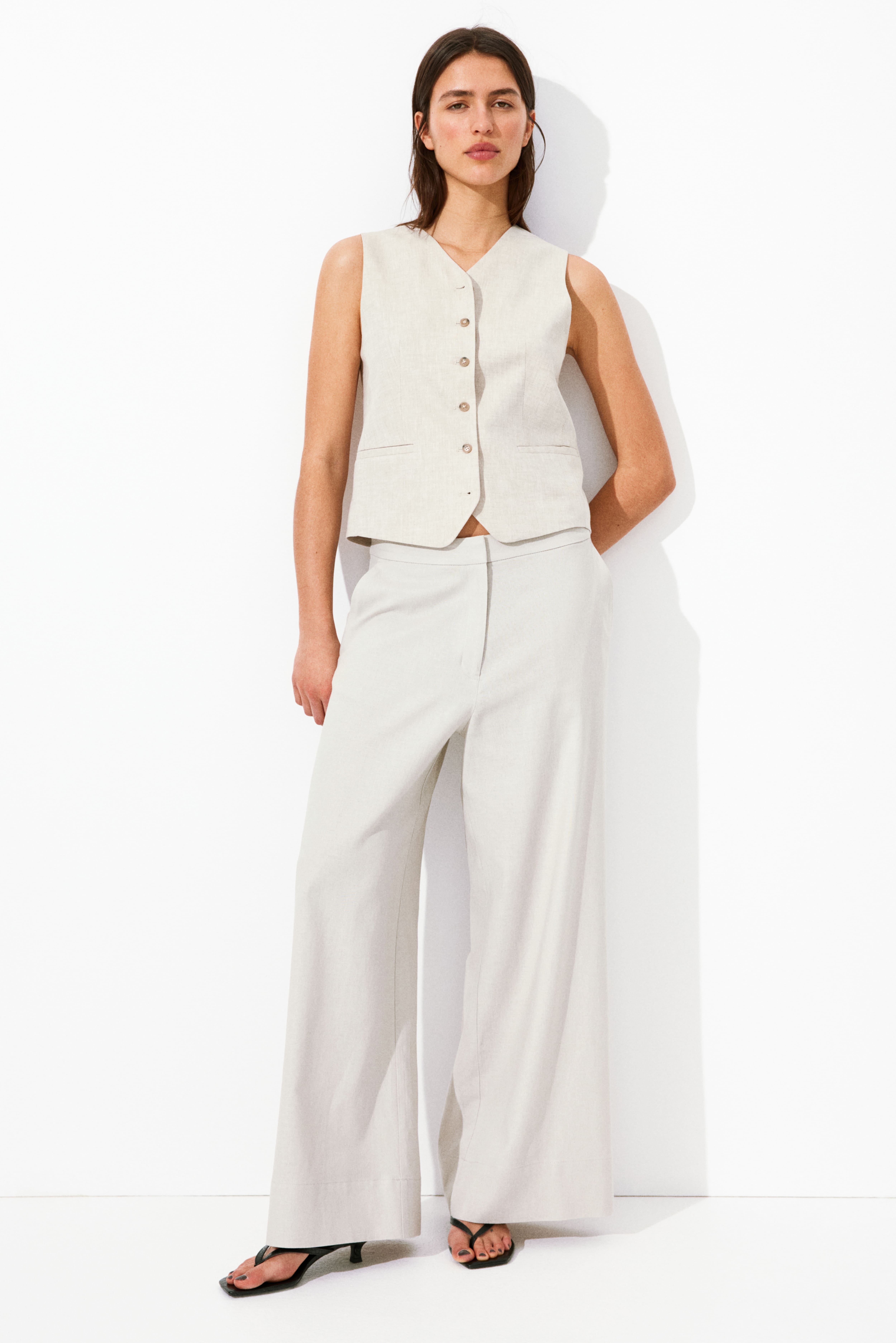 Wide-Leg Linen-Blend Pants H&M